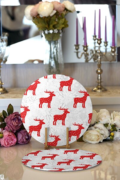 Realhomes 2'li Özel Tasarımlı Dijital Baskılı Modern Yuvarlak Supla & Servis ...