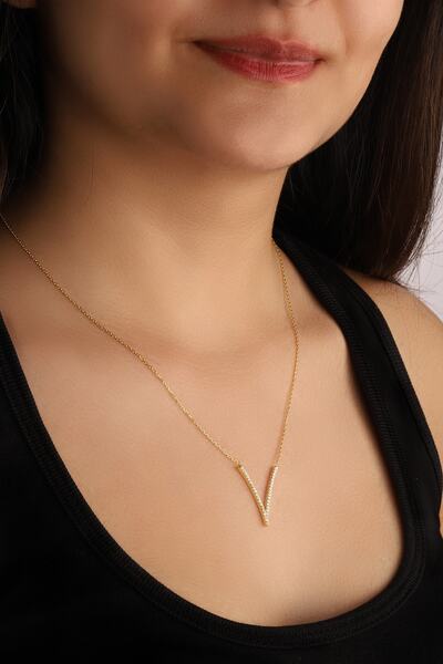 Lia Berto Kadın V Model 925 Ayar Gümüş Kolye