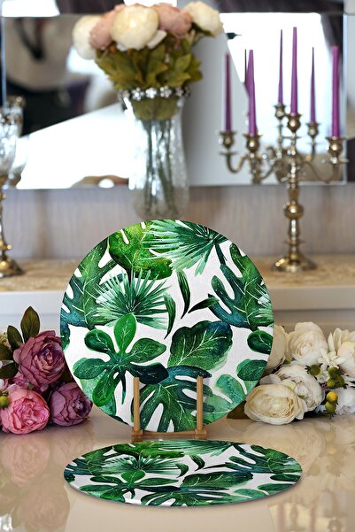 Realhomes 2 bucăți acuarelă frunze tropicale cu model design special aprovizionare rotundă modernă și pat de loc