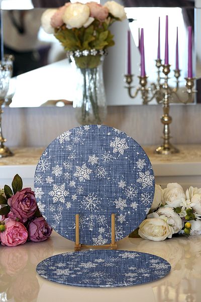 Realhomes 2 bucăți din denim podea fulg de zăpadă imprimat digital design special farfurie rotundă modernă și pat de loc