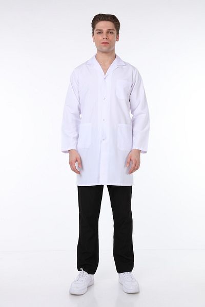 Palmiye Men's Classic Collar Apron, doctor's Apron, white Apron
