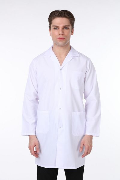 Palmiye Men's Classic Collar Apron, doctor's Apron, white Apron