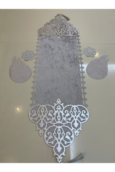 SEHARA Runner/1 Adet/100x31cm/kadife/üzeri Varak Işlemeli/2 Adet Lale,2 Adet Çiçek Motifi Hediye