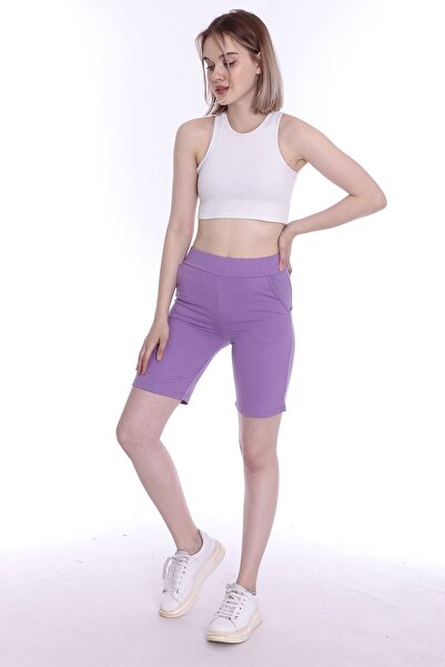 MİSSWOMEN Kadın Beli Lastikli Cepli Spor Şort