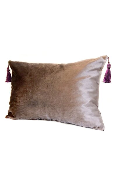 Flora Home Mor Kadife Püskül Detaylı Dekoratif Kırlent Kılıfı 35x50