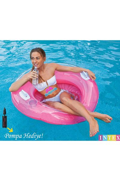 hediyecik Intex Pink Inflatable Set - 119 Cm for Sea and Pool with Handle and Cup
