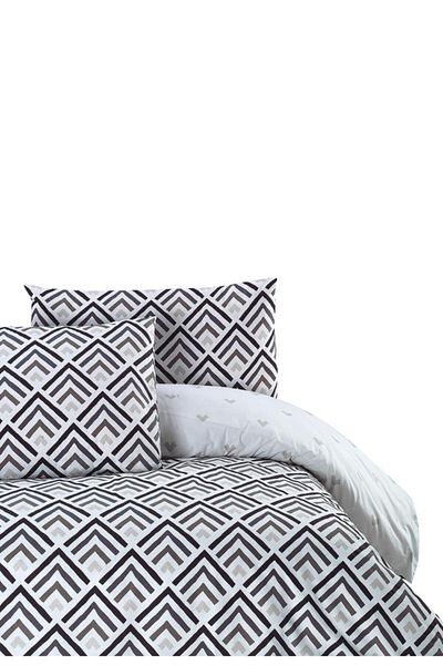 Menderes Home Ranforce Cotton Collection - Διπλό Παπλωματοθήκη και Μαξιλαροθήκη, Ritm Brown