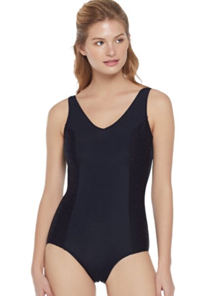 Eros Чорний купальник з рельєфним візерунком і V-подібним вирізом