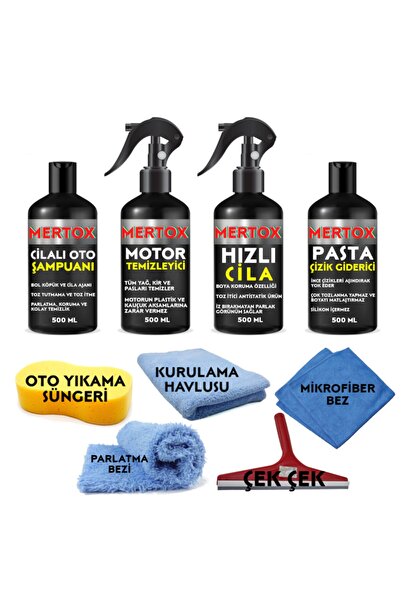 MERTOX Oto Araç Araba Temizlik Ve Bakım Seti Cilalı Oto Şampuanı Torpido Parl...