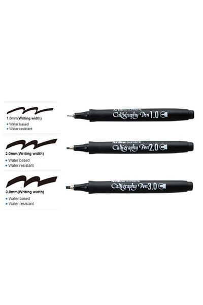 artline Ergoline Calligraphy Pen Black Set of 3 1.0-2.0 -3.0