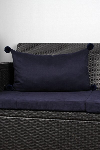 Bc Home Ponponlu Dikdörtgen Dekoratif Yastık Kılıfı - Lacivert