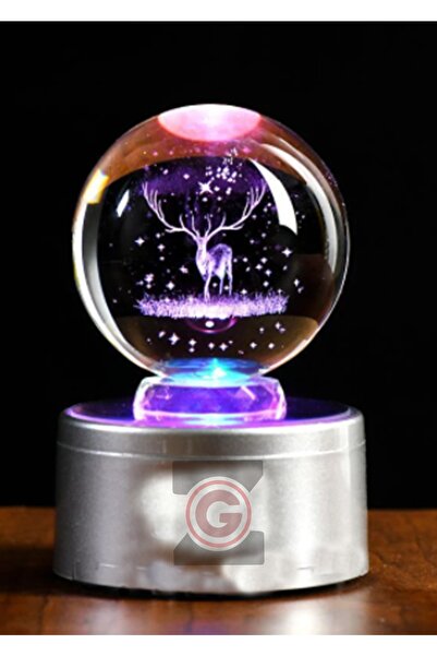 Zemtigo Dekoratif Renk Değiştiren Led Işıklı Cam Geyik Küre Lamba Christmas R...