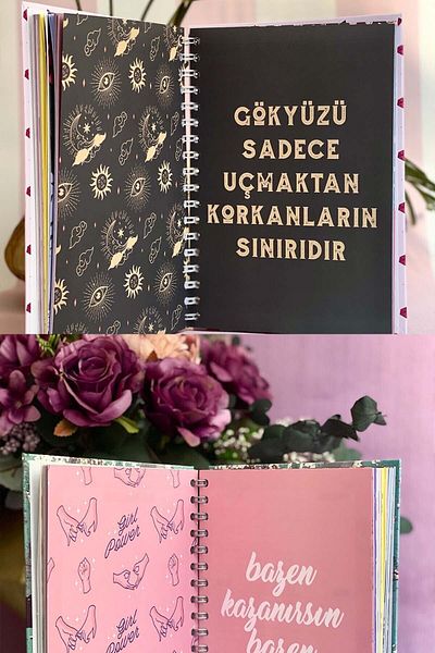 Patladı Gitti Follow Your Dreams Undated Talking Agenda Weekly Planner Notebook with Spiral Sticker