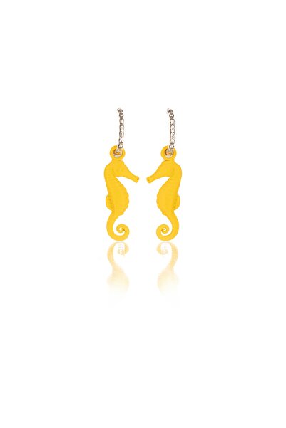 Leerybee أقراط حصان البحر مضادة للحساسية باللون الأصفر غير اللامع