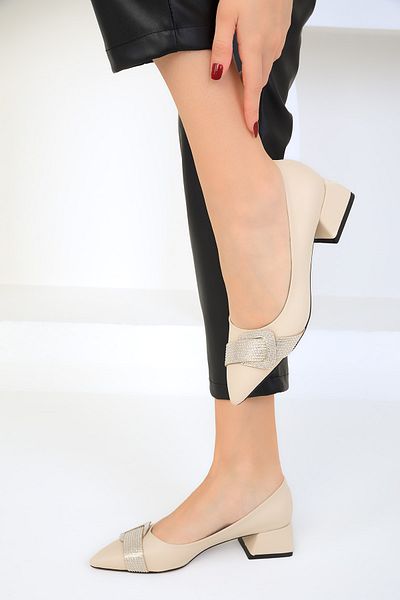 SOHO Beige Women's Classic Heeled Shoes 18933