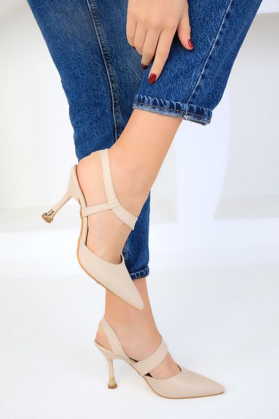 SOHO Beige Women's Classic Heeled Shoes 18855