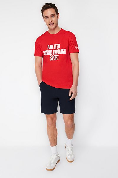 The Olympic Collection Rotes Unisex-Strick-T-Shirt TWOAW24TS00016