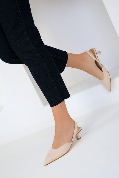 SOHO Beige Matte Satin Women's Classic Heeled Shoes 18944