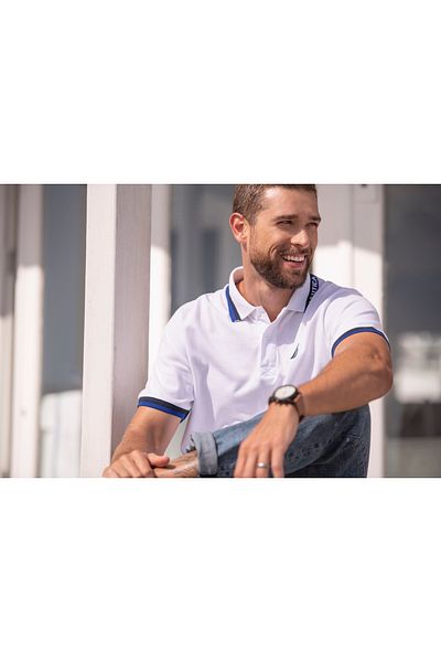 Nautica White Men's Polo Neck T-Shirt N1M01624