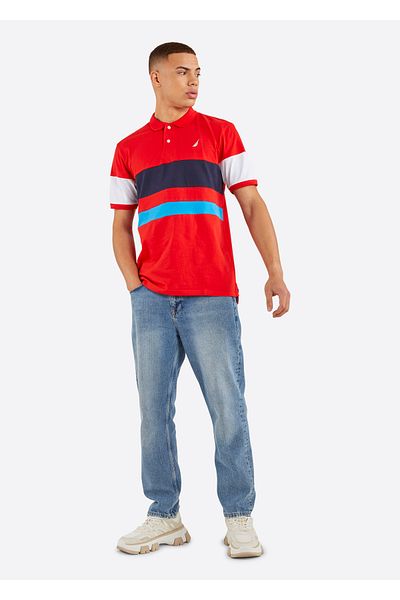 Nautica Red Men's Polo Neck T-Shirt N1K01358
