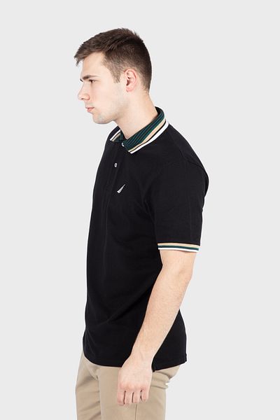 Nautica Men's Black Polo Neck T-Shirt N1K01357