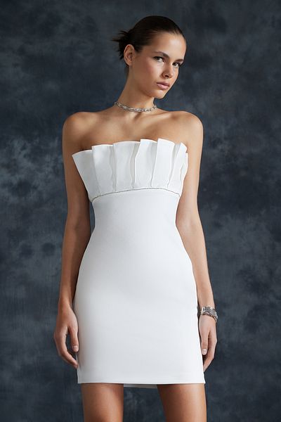 Trendyol Collection Elegantní svatební/večerní šaty Nikah s bílým límcem - TPRSS24EL00045