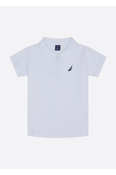 Nautica White Girl's Polo Neck T-Shirt N4JI0757