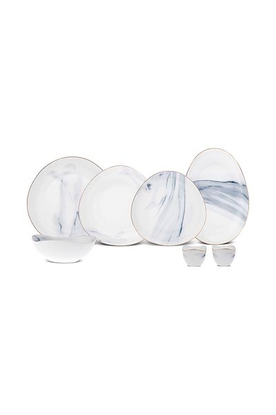Karaca Ria 6 Personen Geschirrset, 27-teilig, Grau - Modernes Essgeschirrset aus New Generation Bone