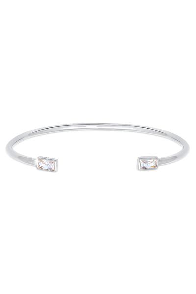 ELLI Armband Armreif Offen Zirkonia Rechteck Geo 925 Silber