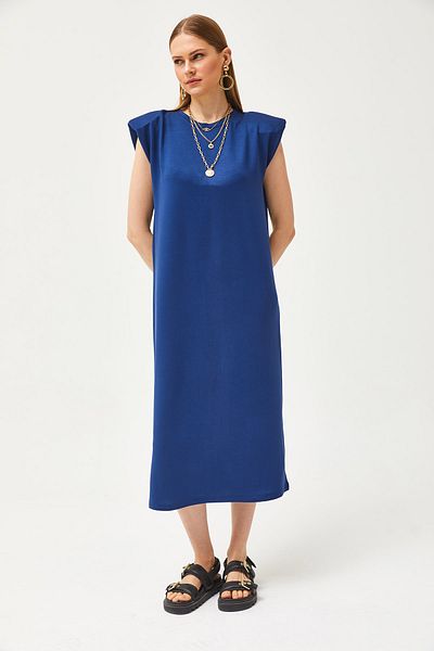 Olalook Marineblaues gepolstertes Damenkleid mit Kristallen - ELB-19002086