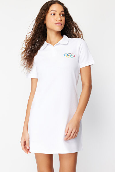 The Olympic Collection Gestricktes weißes bedrucktes Kleid - TWOAW24EL00904