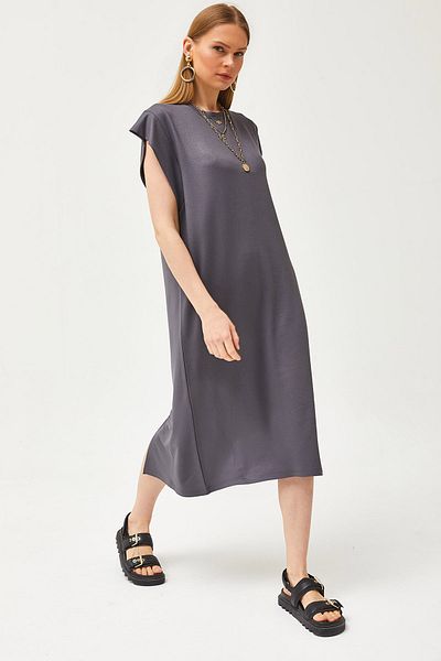 Olalook Dámské uzené křišťálové šaty v podpaží s rozparkem ELB-19002085