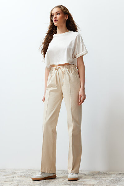 Trendyol Collection Stone More Sustainable High Waist Wide Leg Jeans with Elastic Waist TWOSS24JE00180