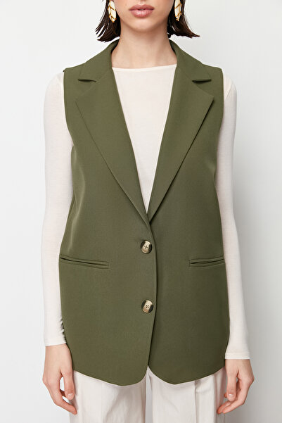 Trendyol Modest Light Khaki Finike Plain Woven Vest TCTSS24YL00002