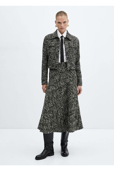 MANGO Woman Tweed midi skirt