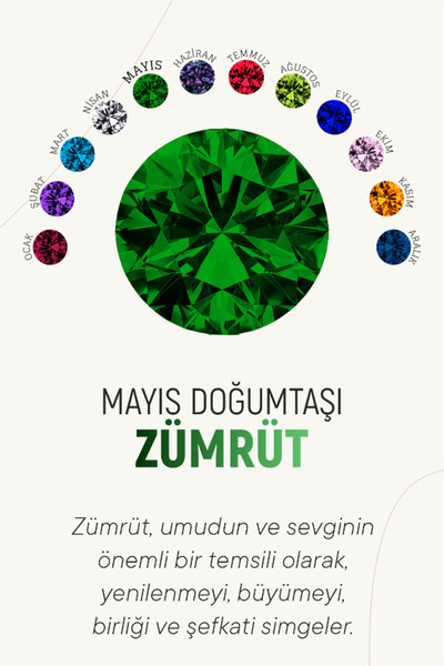 Roza Silver Mayıs Zümrüt Doğum Taşı Rose Tektaş Çivili Gümüş Küpe