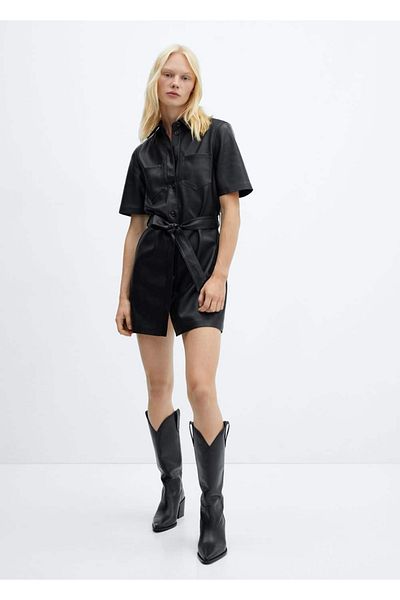 MANGO Woman Faux leather shirt dress