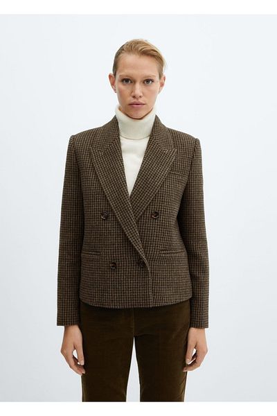 MANGO Woman Blazer scurt de lână