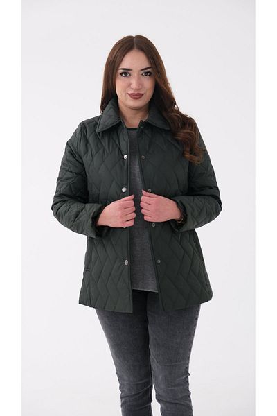 Blues Outlet WOMEN'S PARKET PATTERN QUILTED COAT-GREEN
