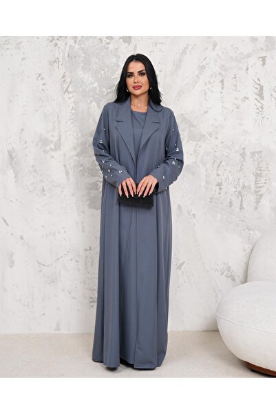 MAY MARA KADIN TAŞ İŞLEMELİ 2 Lİ  ABAYALI ELBİSELİ TAKIM