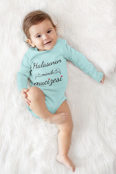 ADABEBEK 100% Cotton Aunt's Little Miracle Printed Long Sleeve Snap Badi Bodysuit