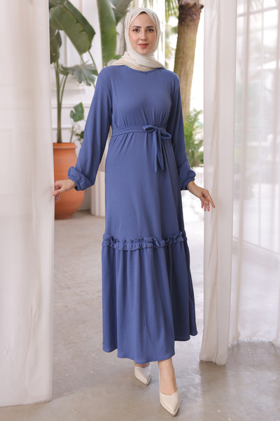 benguen 12004 Manšestrové šaty Indigo