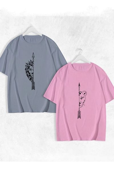 FULL TOLERANCE Μπλουζάκι με στάμπα unisex για ζευγάρια λιονταριών με υπερμεγέθη σχήμα