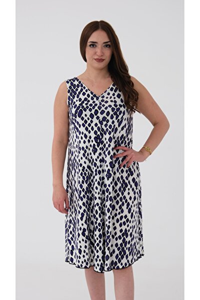 Blues Outlet ROCHIE DE FEMEI CU MÂNECĂ ZEROĂ, CU GÂTUL ÎN V, PIETANATĂ-ALBASTRĂ