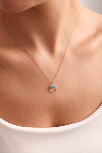 Gianfranco 14 Ayar Altın Nazar Boncuklu Halka Kolye