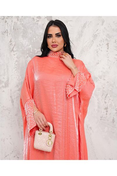 MAY MARA WOMEN'S DOMINANT COLLAR AND SLEEVES PEARL EMBROIDERED COMFORTABLE FIT DRESS