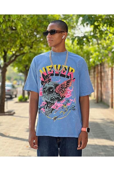 NEWLAKER Μπλουζάκι Unisex Oversize Acid Wash NEVER