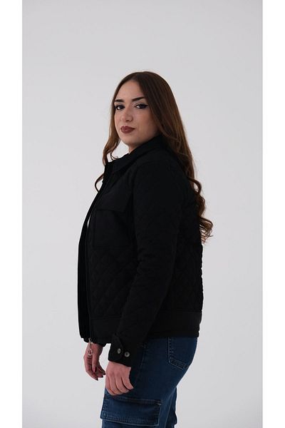 Blues Outlet PALOTO MATLASAT DE MARCA FEMEI CU BUZUUNAR FATA-NEGRU