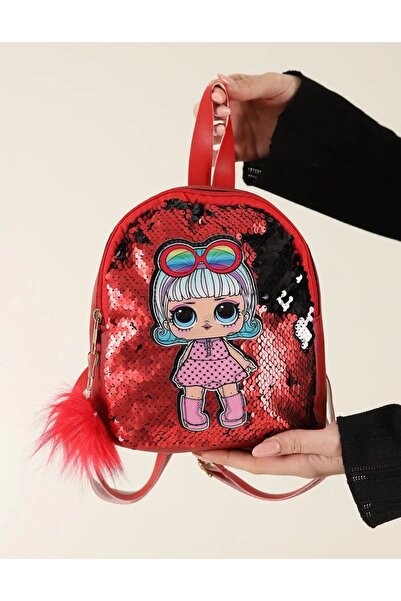 Butik Lena Kırmızı Pullu Işıklı Kız Çocuk Çanta