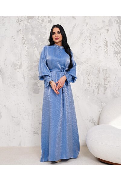 MAY MARA KADIN YAKA VE KOLLARI TAŞ İŞLEMELİ KEMER DETAYLI  ELBİSE